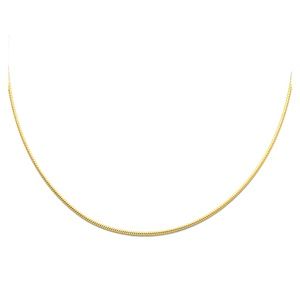 14K Yellow Gold 1mm Sparkle Omega Necklace - 17"